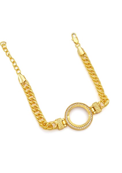 Altın Kaplama İmitasyon Zirkon Taşlı Zincirli Çeyrek Çerçeve Bileklik BLK-1166 fiyatları