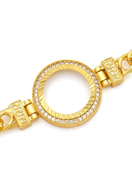 Altın Kaplama İmitasyon Zirkon Taşlı Zincirli Çeyrek Çerçeve Bileklik BLK-1166 modelleri