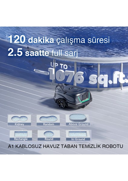 Wybot A1 Kablosuz Havuz Taban Temizlik Robotu fırsatları