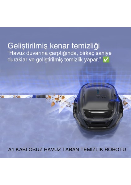 Wybot A1 Kablosuz Havuz Taban Temizlik Robotu