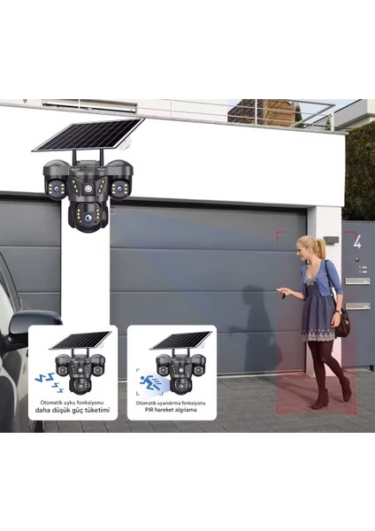 Ultimate 7070 Solar Güneş Enerjili Insan Takibi 15MP 3 Lens 4g Akıllı Kamera Okam Pro Uygulama fırsatları