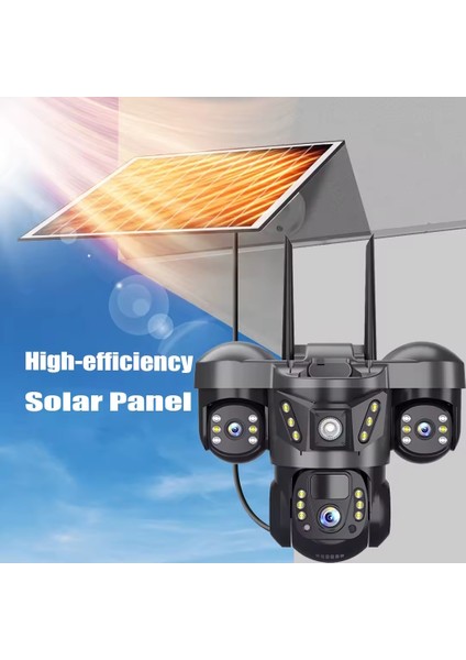 Ultimate 7070 Solar Güneş Enerjili Insan Takibi 15MP 3 Lens 4g Akıllı Kamera Okam Pro Uygulama