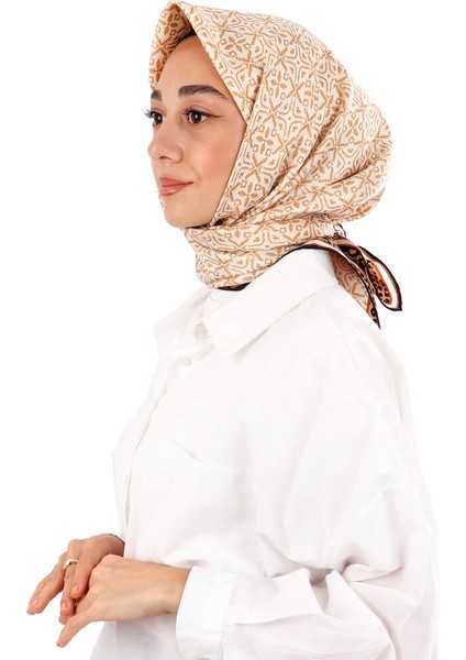 Karamel Rüya Desen Twill Ipek Eşarp