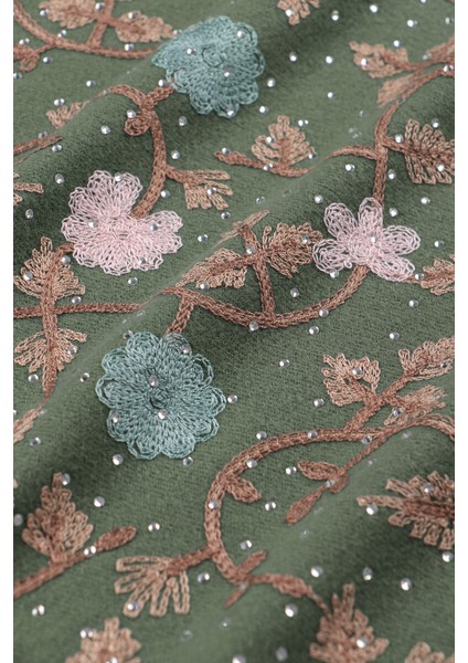 Yeşil Taşlı Nakışlı Kışlık Şal fırsatları