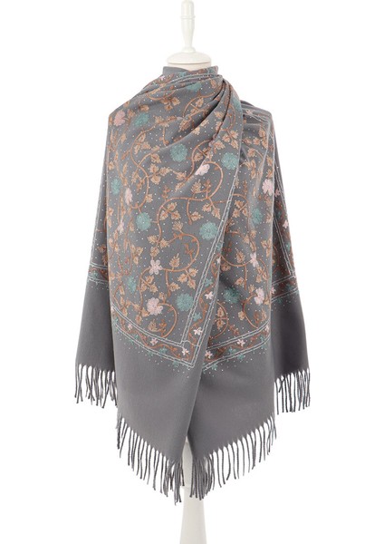 Gri Taşlı Nakışlı Kışlık Şal fiyatları