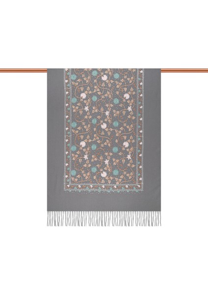 Gri Taşlı Nakışlı Kışlık Şal modelleri
