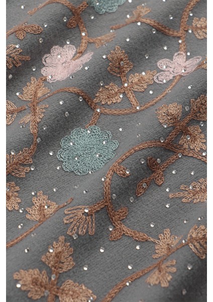 Gri Taşlı Nakışlı Kışlık Şal fırsatları