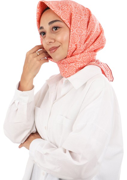 Mercan Rüya Desen Twill Ipek Eşarp