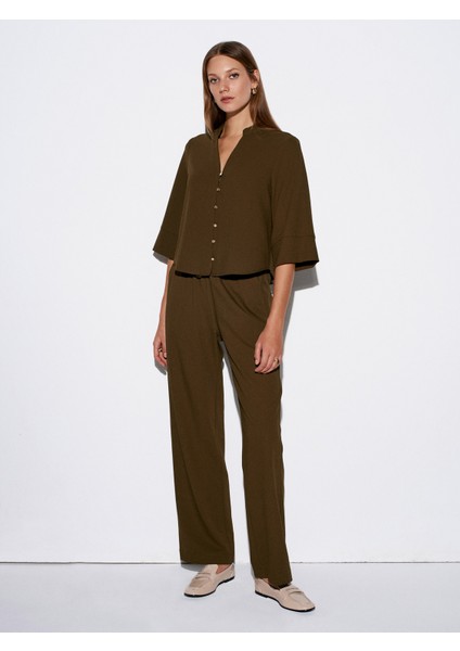 72195 Beli Lastikli Salaş Pantolon-Yeşil