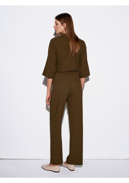 72195 Beli Lastikli Salaş Pantolon-Yeşil fiyatları