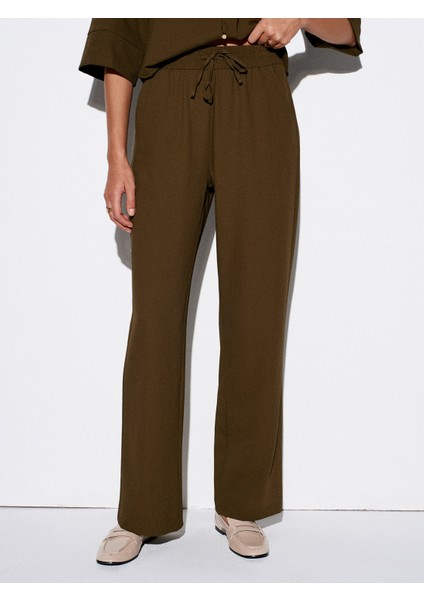 72195 Beli Lastikli Salaş Pantolon-Yeşil indirimleri