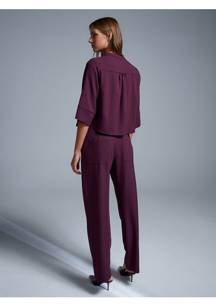 72195 Beli Lastikli Salaş Pantolon-Bordo fiyatları