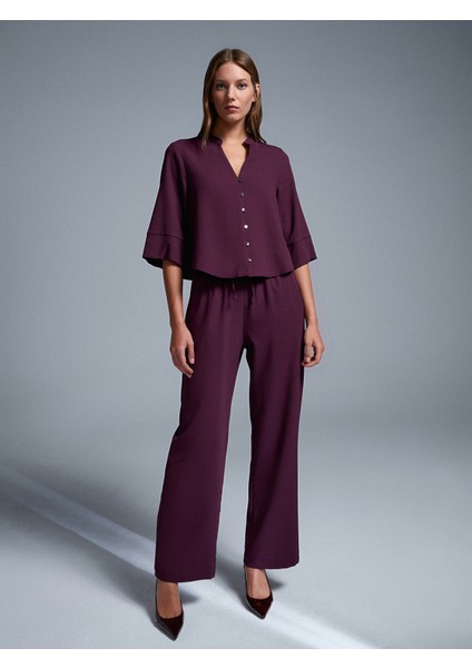 72195 Beli Lastikli Salaş Pantolon-Bordo modelleri