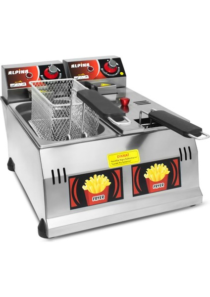 3+3 Litre Çiftli Fritöz Makinesi (Elektrikli)