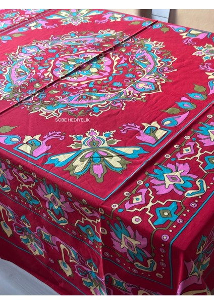 Kolay Temizlenebilir Çiçek Desenli Pamuklu Masa Örtüsü 170X170 cm – Çeyizlik, Sofra ve Dekoratif