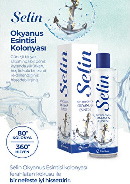 Parfümlü Kolonya Okyanus Esintisi 80 Derece 2 Adet 400 ml Çiçeksi Koku modelleri