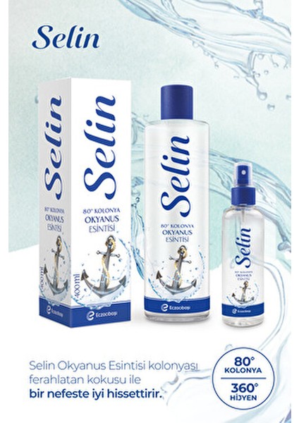 Parfümlü Kolonya Okyanus Esintisi 80 Derece 2 Adet 400 ml Çiçeksi Koku