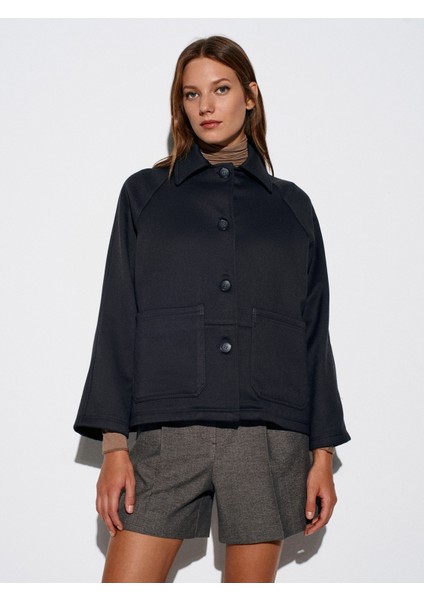 60773 Içi Polarlı Oversize Ceket-Antrasit