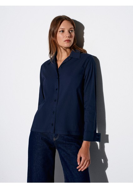 50523 Sırt Dekolteli Gömlek-Lacivert