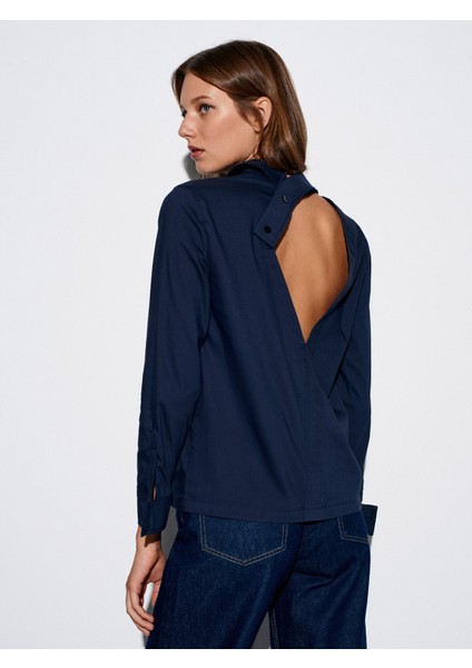 50523 Sırt Dekolteli Gömlek-Lacivert fiyatları
