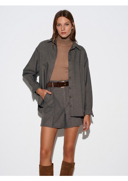 50525 Melanjlı Oversize Gömlek-Kahve modelleri