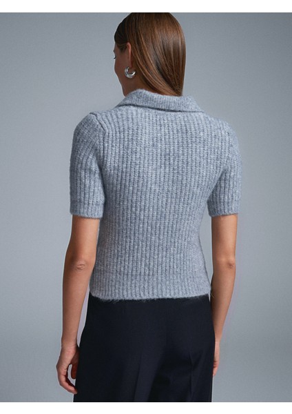 10814 Yün Karışımlı Triko Kazak-K.gri Mel. fiyatları