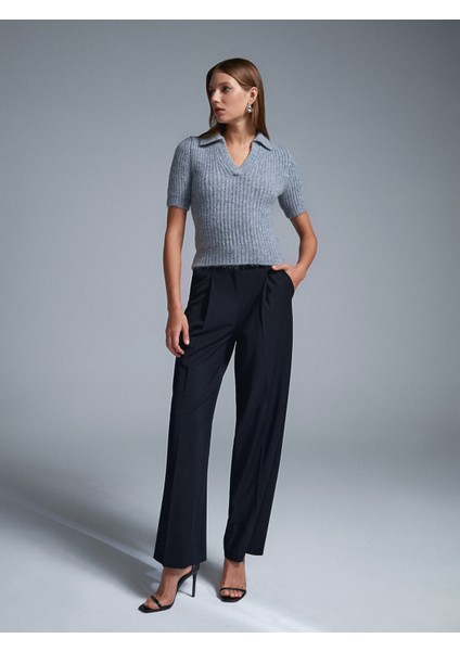 10814 Yün Karışımlı Triko Kazak-K.gri Mel. indirimleri