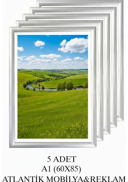 A1 (60X85) Gri Alüminyum Çerçeve Açılır Kapanır Gönye Köşe 25MM 5 Adet