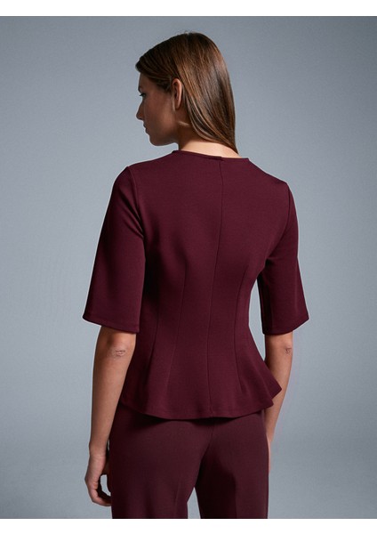 32077 Peplum Top-Bordo fiyatları