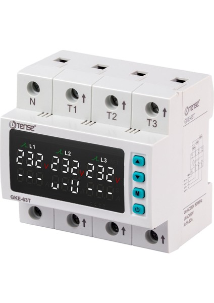 Trifaze Dijital Gerilim ve Aşırı Akım Koruma Rölesi 4p 63A 80V-220V-300V