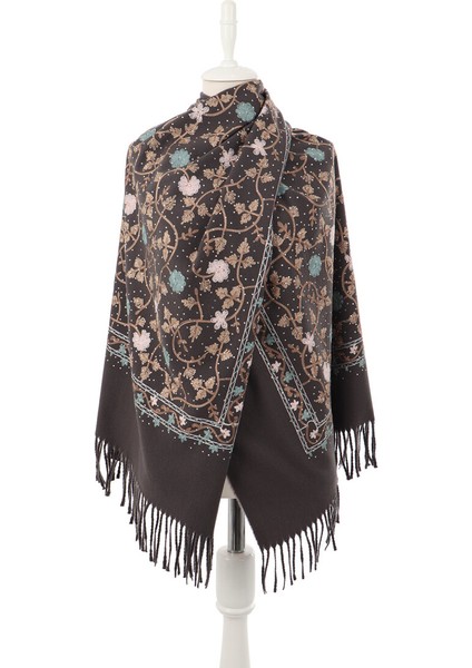Füme Taşlı Nakışlı Kışlık Şal fiyatları