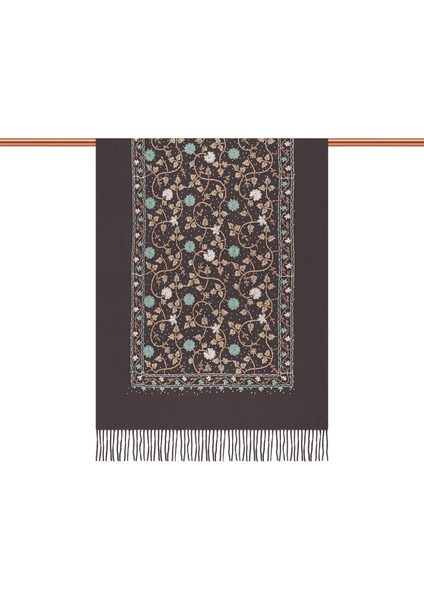 Füme Taşlı Nakışlı Kışlık Şal modelleri