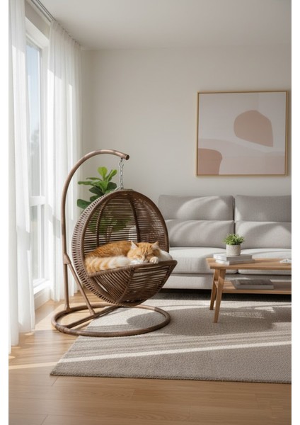 Pet Lüxperi Kedi Salıncağı & Kedi Yatağı & Kafesi 38X45X65 cm Kahve