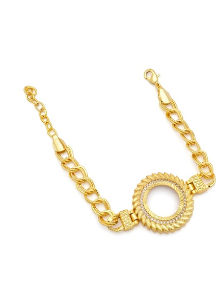 altın kaplama zirkon taşlı desenli figaro arpa model çeyrek çerçeve bileklik blk-1165 fiyatları