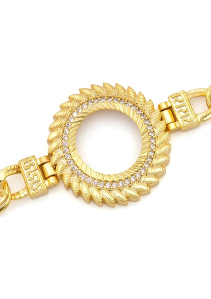 altın kaplama zirkon taşlı desenli figaro arpa model çeyrek çerçeve bileklik blk-1165 modelleri