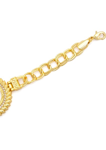 altın kaplama zirkon taşlı desenli figaro arpa model çeyrek çerçeve bileklik blk-1165 fırsatları