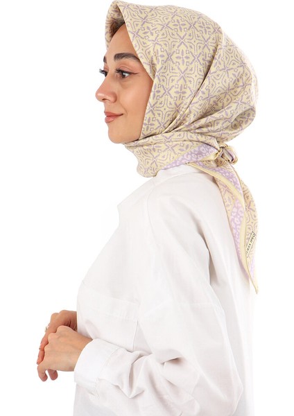 Sarı Rüya Desen Twill Ipek Eşarp