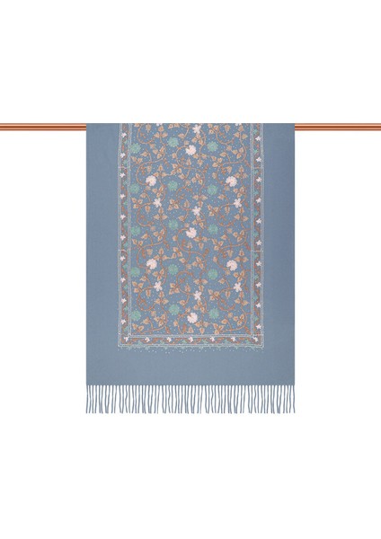 Indigo Taşlı Nakışlı Kışlık Şal modelleri