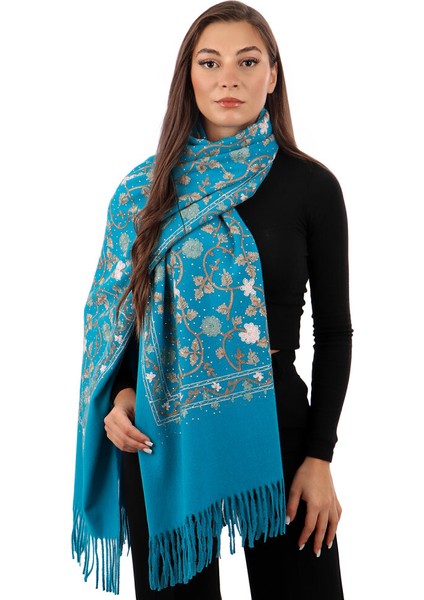 Camgöbeği Taşlı Nakışlı Kışlık Şal