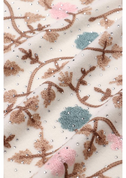 Krem Taşlı Nakışlı Kışlık Şal fırsatları