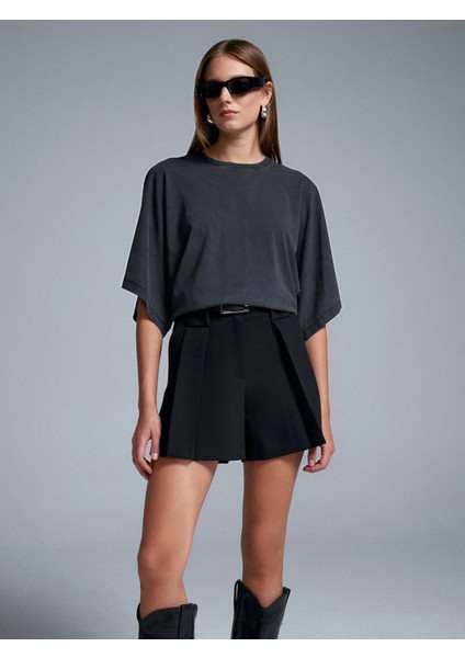 32207 Geniş Kollu T-Shirt-K.antrasit modelleri