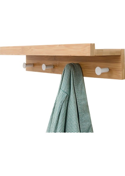 Santkuee Ahşap Duvar Rafı Duvara Montaj Organizatör Mutfak Yatak Odası Ev Dekor Çocuk Odası Dıy Duvar Dekorasyon Tutucu (4 Kanca) (Yurt Dışından)