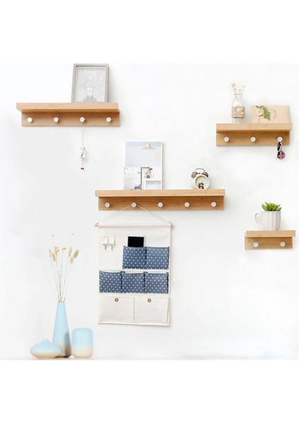Santkuee Ahşap Duvar Rafı Duvara Montaj Organizatör Mutfak Yatak Odası Ev Dekor Çocuk Odası Dıy Duvar Dekorasyon Tutucu (4 Kanca) (Yurt Dışından) fiyatları