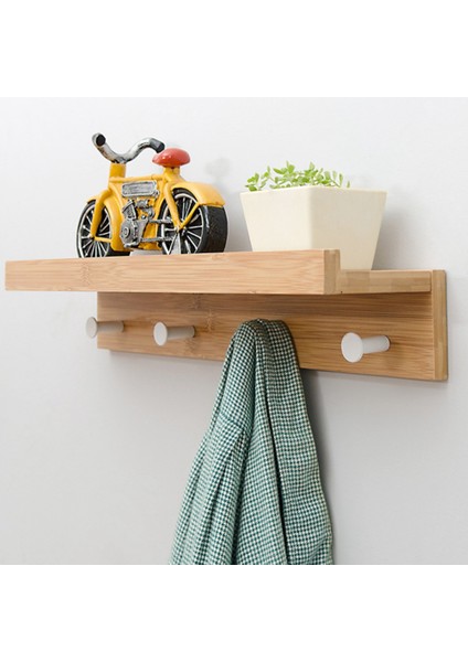 Santkuee Ahşap Duvar Rafı Duvara Montaj Organizatör Mutfak Yatak Odası Ev Dekor Çocuk Odası Dıy Duvar Dekorasyon Tutucu (4 Kanca) (Yurt Dışından) indirimleri