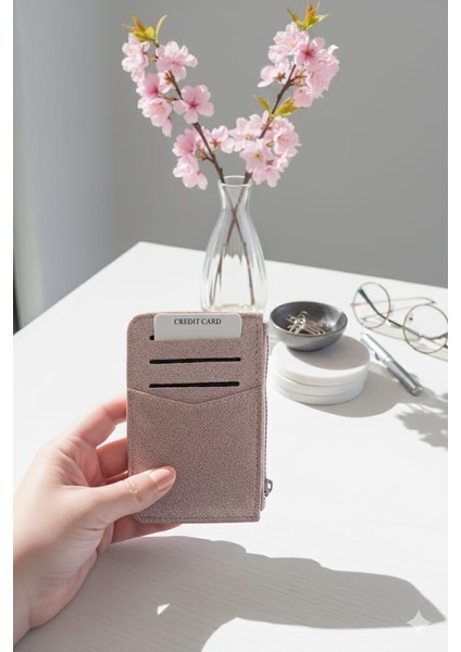 Pembe Fermuarlı Kadın Kartlık - Parlak Simli Fermuarlı Cüzdan fiyatları