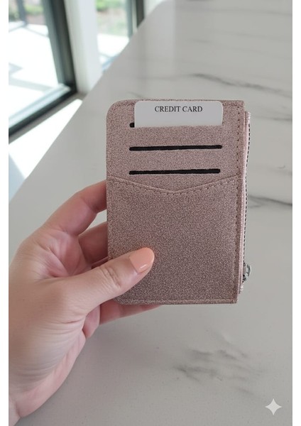 Pembe Fermuarlı Kadın Kartlık - Parlak Simli Fermuarlı Cüzdan modelleri