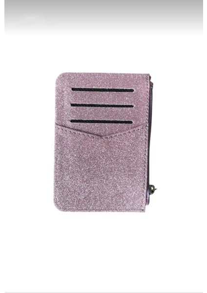 Pembe Fermuarlı Kadın Kartlık - Parlak Simli Fermuarlı Cüzdan fırsatları