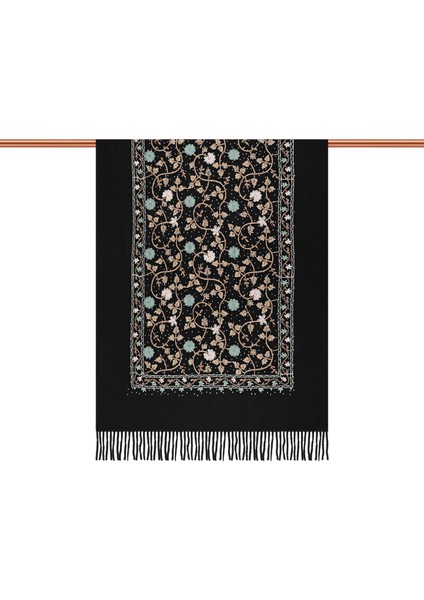 Siyah Taşlı Nakışlı Kışlık Şal modelleri