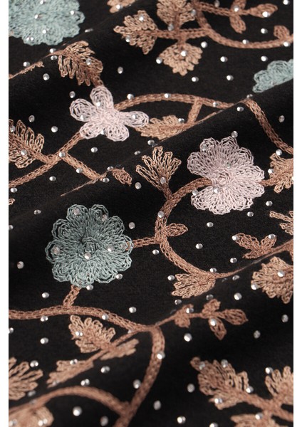 Siyah Taşlı Nakışlı Kışlık Şal fırsatları