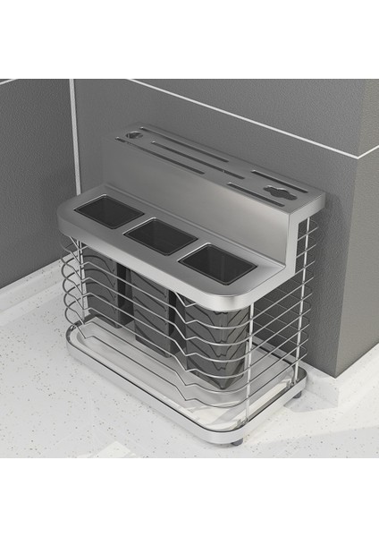 Santkuee 304 Paslanmaz Çelik Stand Duvara Monte Mutfak Depolama Rafı Bıçak Tutucu Çatal Bıçak Takımı Kutusu Organizatör Konteyner Aksesuarları (Yurt Dışından) fiyatları